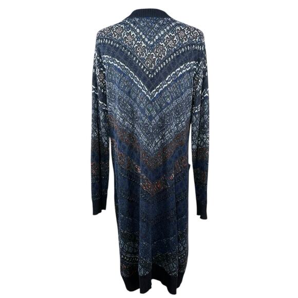 Desigual Longline Duster Cardigan | Navy Wool Blend Knit Sweater | XL - Picture 3 of 11